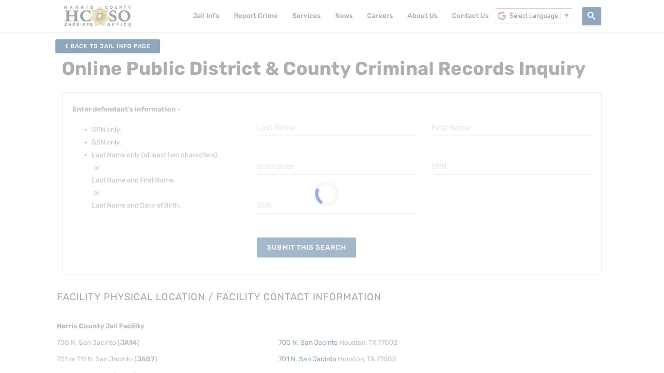 Online Public District & County Criminal Records Inquiry